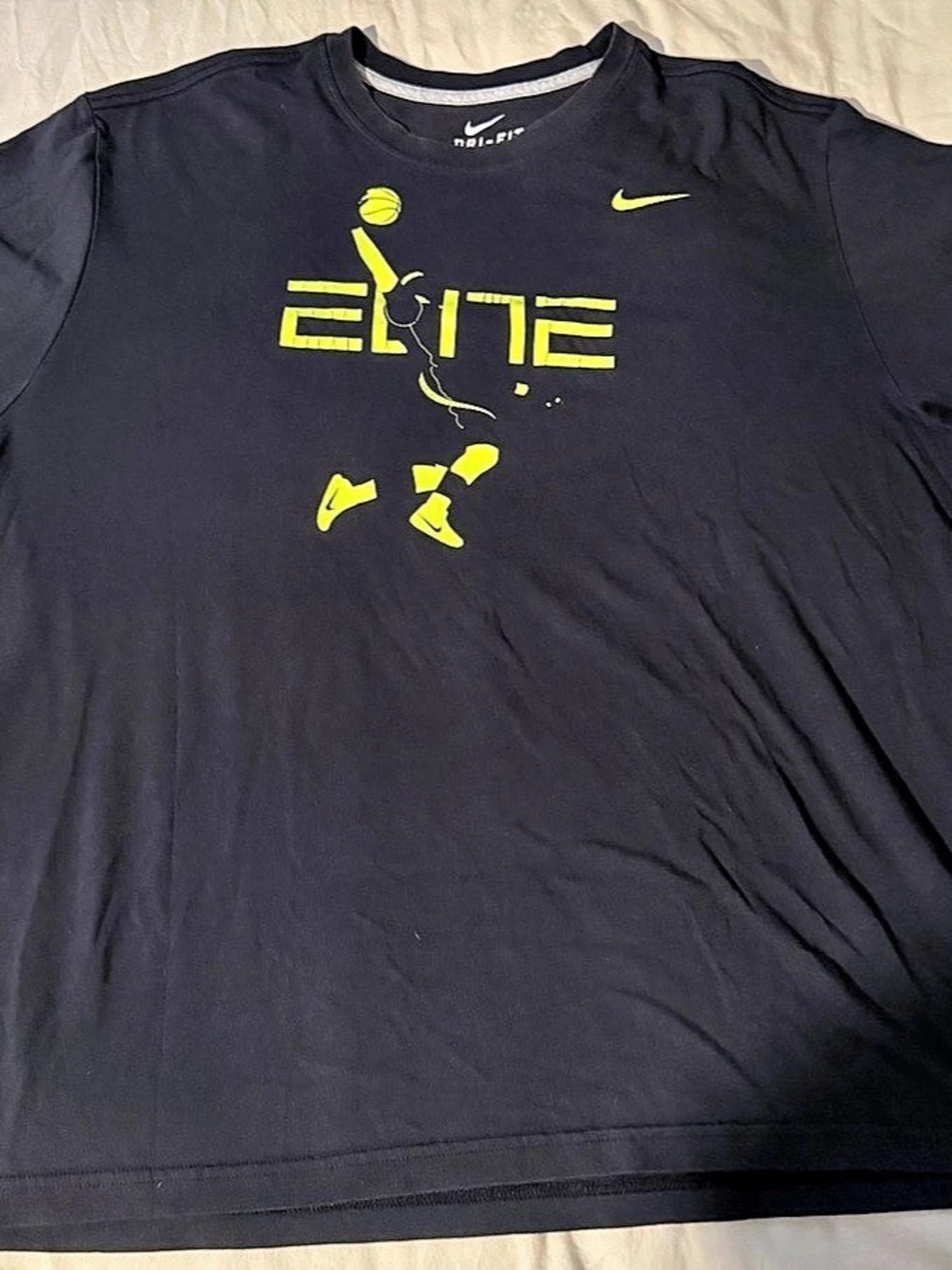 Nike Elite Basketball Dri-Fit T-Shirt Graphic Tee Black & Green Large